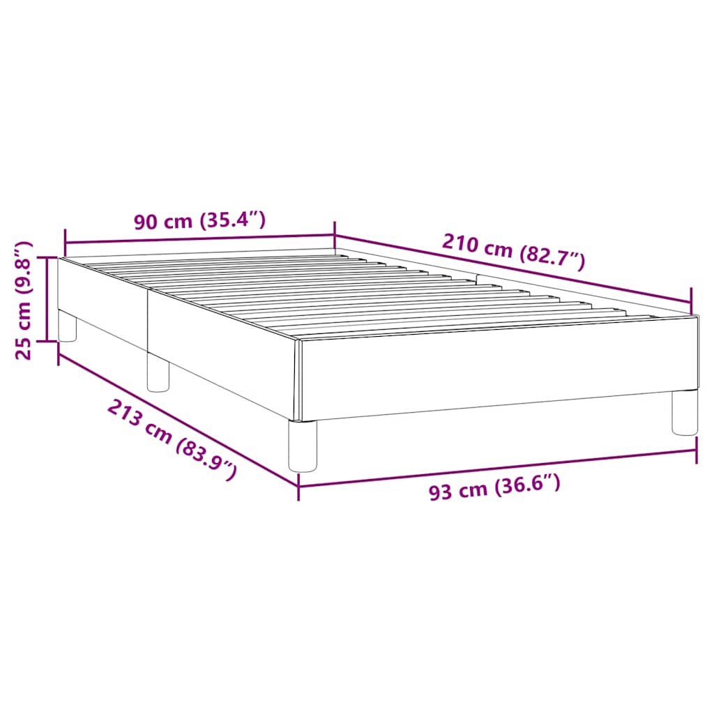 vidaXL Box Spring Κρεβάτι χωρίς στρώμα ανοιχτό γκρι 90x210cm Βελούδινο