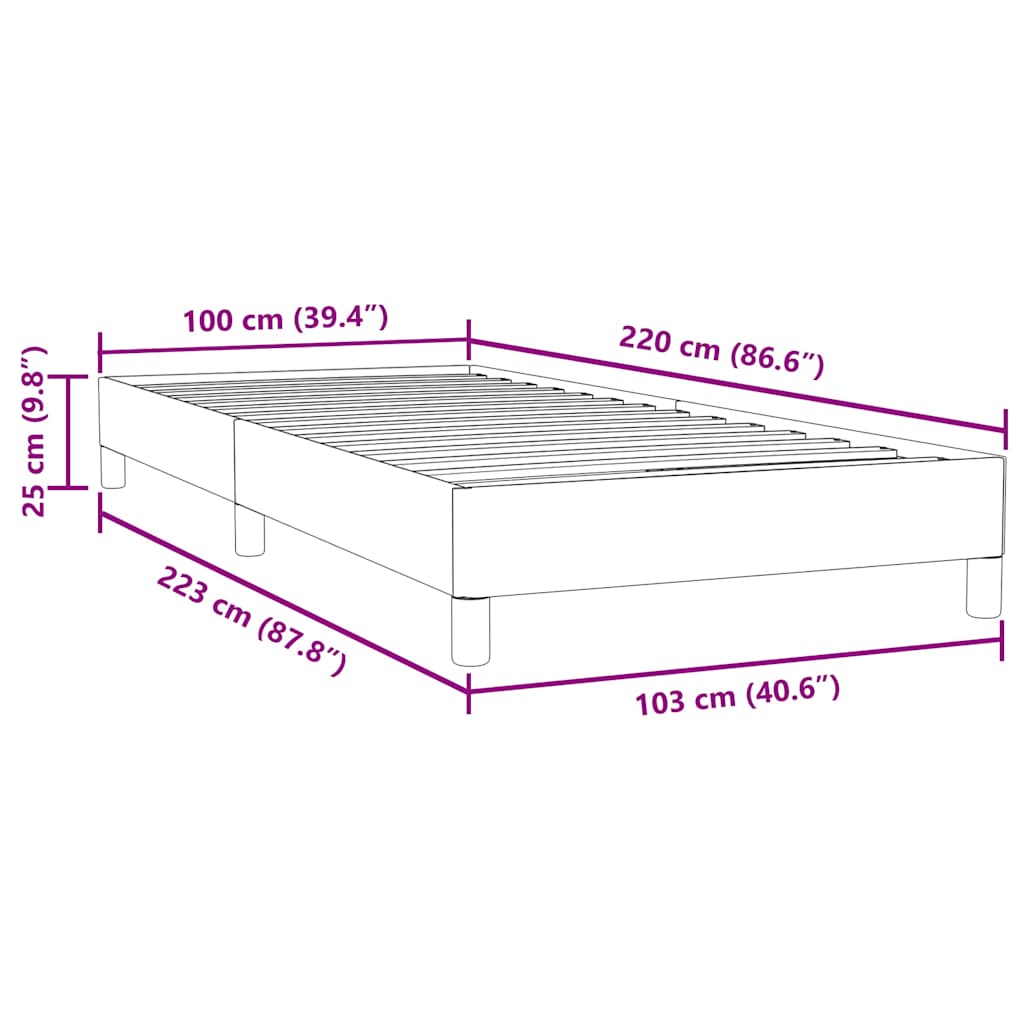 vidaXL Box Spring Κρεβάτι χωρίς στρώμα Μαύρο 100x220 εκ. Βελούδινο