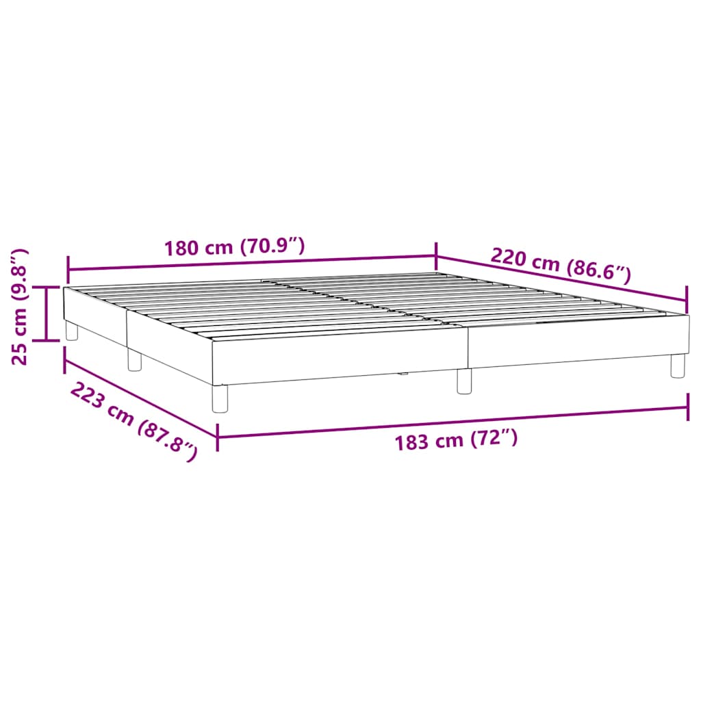 vidaXL Box Spring κρεβάτι χωρίς στρώμα 180x220 cm Βελούδινο