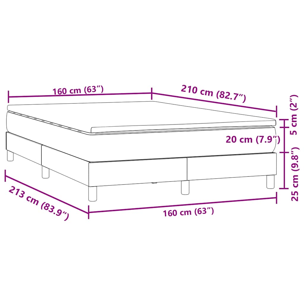 vidaXL Κρεβάτι Boxspring με Στρώμα Σκούρο Γκρι 160x210 εκ. Βελούδινο