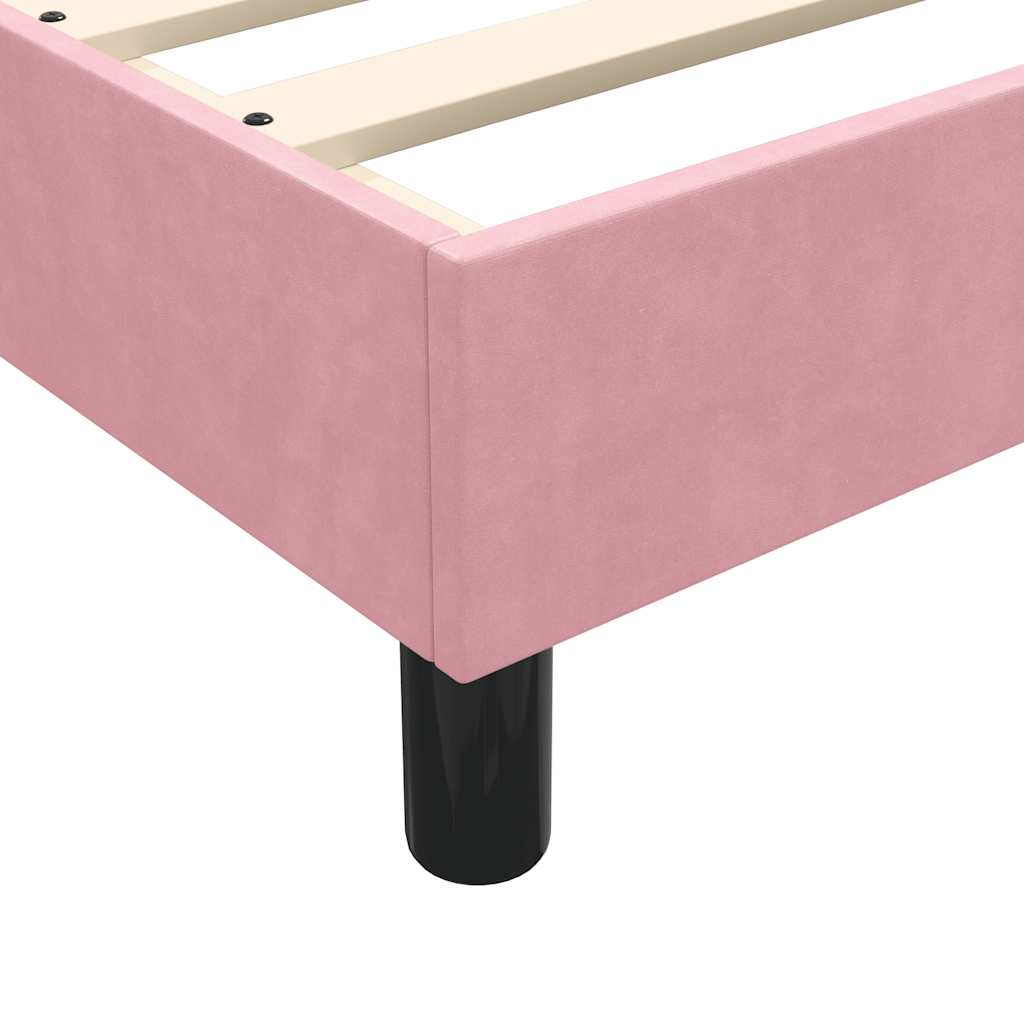 vidaXL Κρεβάτι Boxspring με Στρώμα & LED Ροζ 180x210 εκ. Βελούδινο