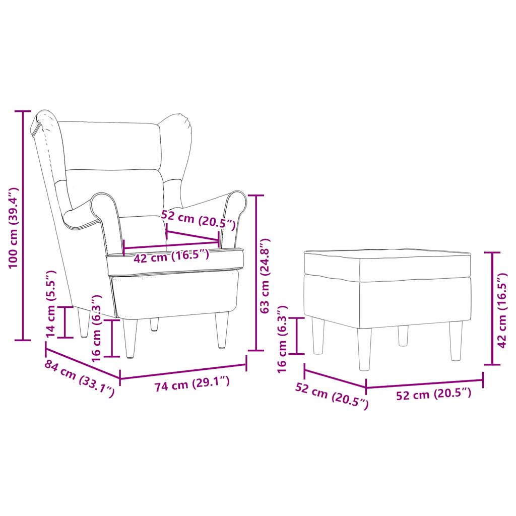 vidaXL Μπερζέρα Σκούρο Πράσινο Υφασμάτινη με Υποπόδιο