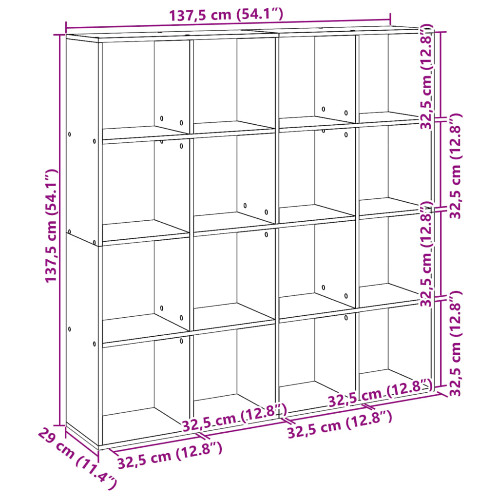 vidaXL Βιβλιοθήκη 137,5x29x137,5 εκ. από Επεξεργασμένο Ξύλο