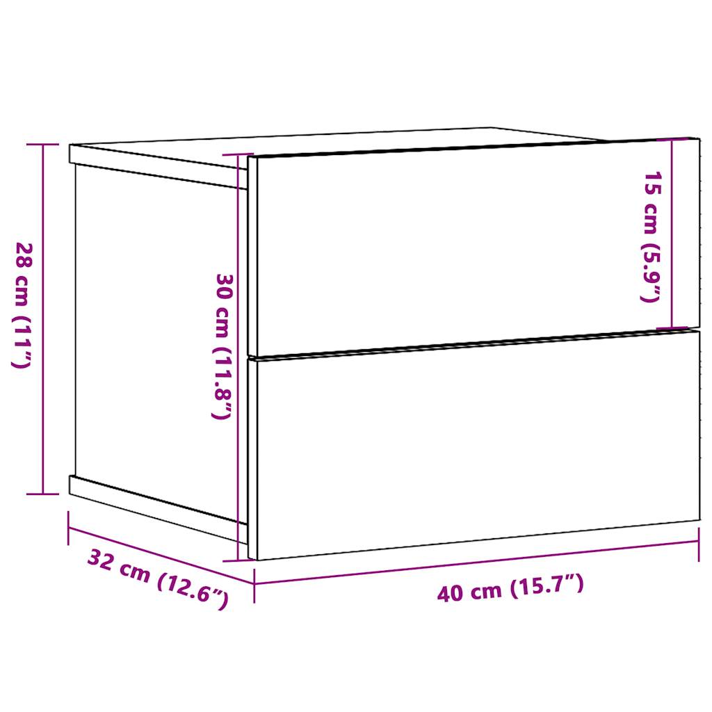 vidaXL Κομοδίνο Επιτοίχιο Όψη Παλαιού Ξύλου 40x32x30 εκ.