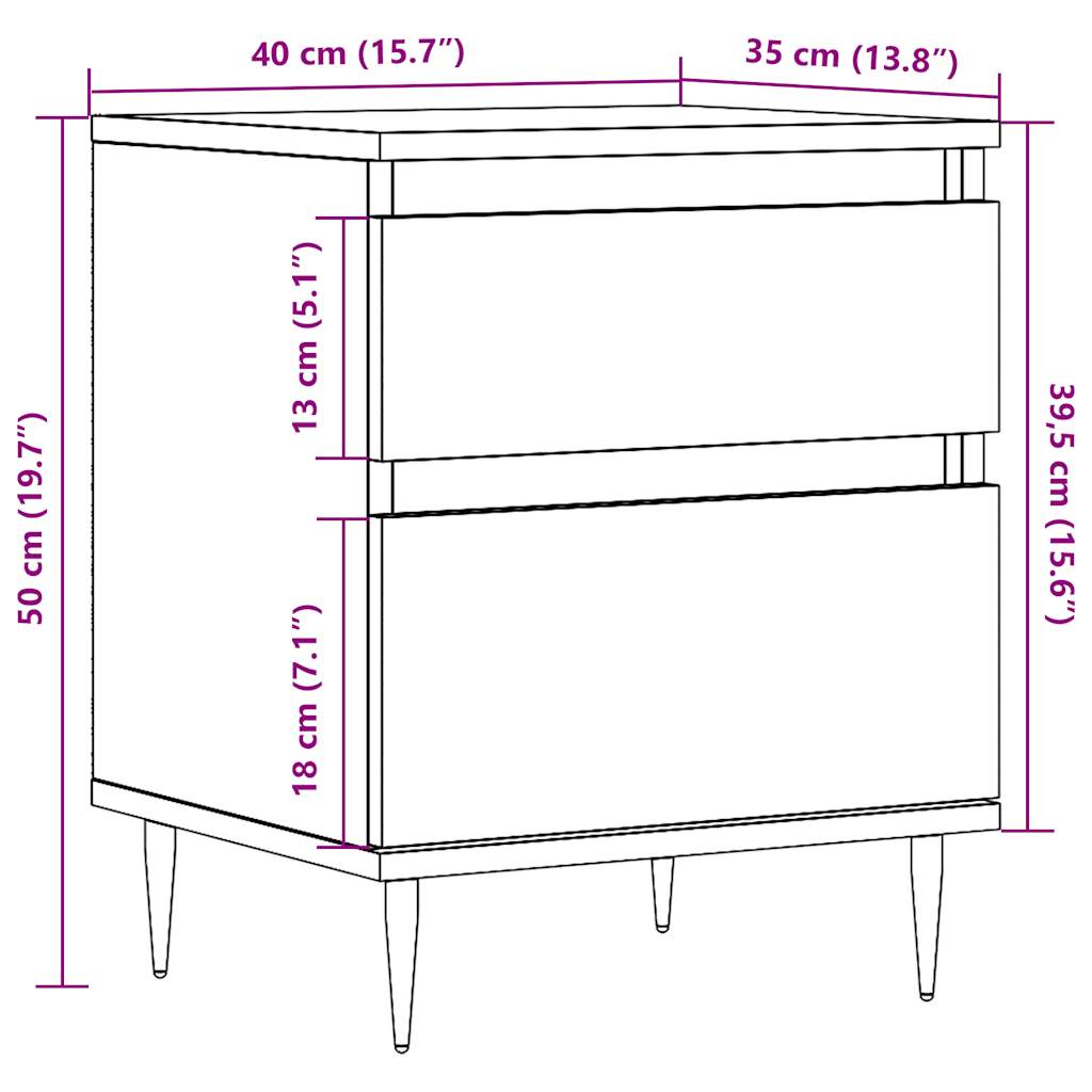 vidaXL Κομοδίνο Παλιό ξύλο 40 x 35 x 50 εκ. από Επεξεργασμένο Ξύλο