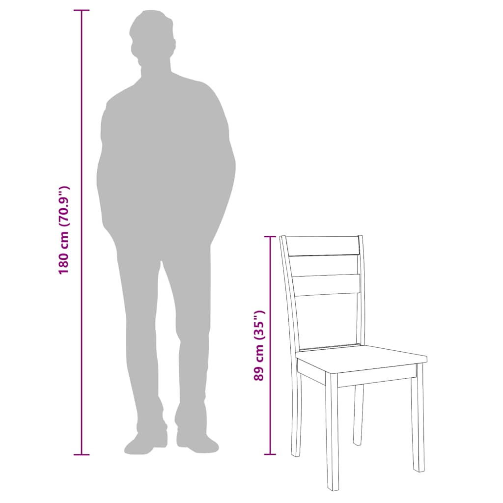 vidaXL Καρέκλες τραπεζαρίας 2 τεμ Φυσικό μασίφ ξύλο καουτσούκ