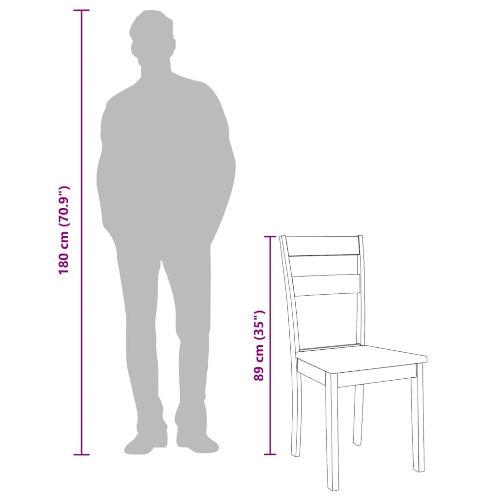 vidaXL Καρέκλες τραπεζαρίας 2 τεμάχια Λευκό μασίφ ξύλο καουτσούκ