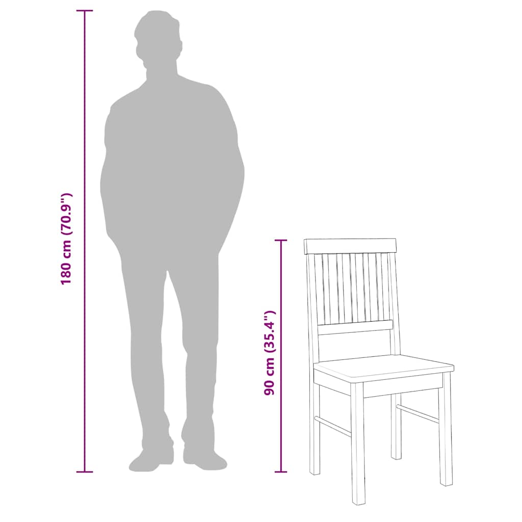 vidaXL Καρέκλες τραπεζαρίας 2 τεμάχια από μασίφ ξύλο καουτσούκ