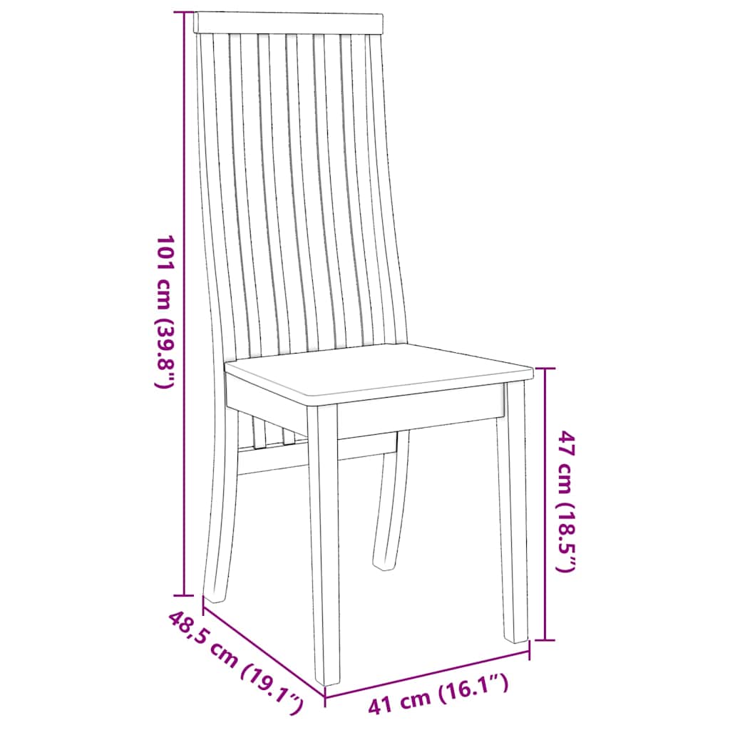 vidaXL Καρέκλες τραπεζαρίας 2 τεμάχια Λευκό μασίφ ξύλο καουτσούκ