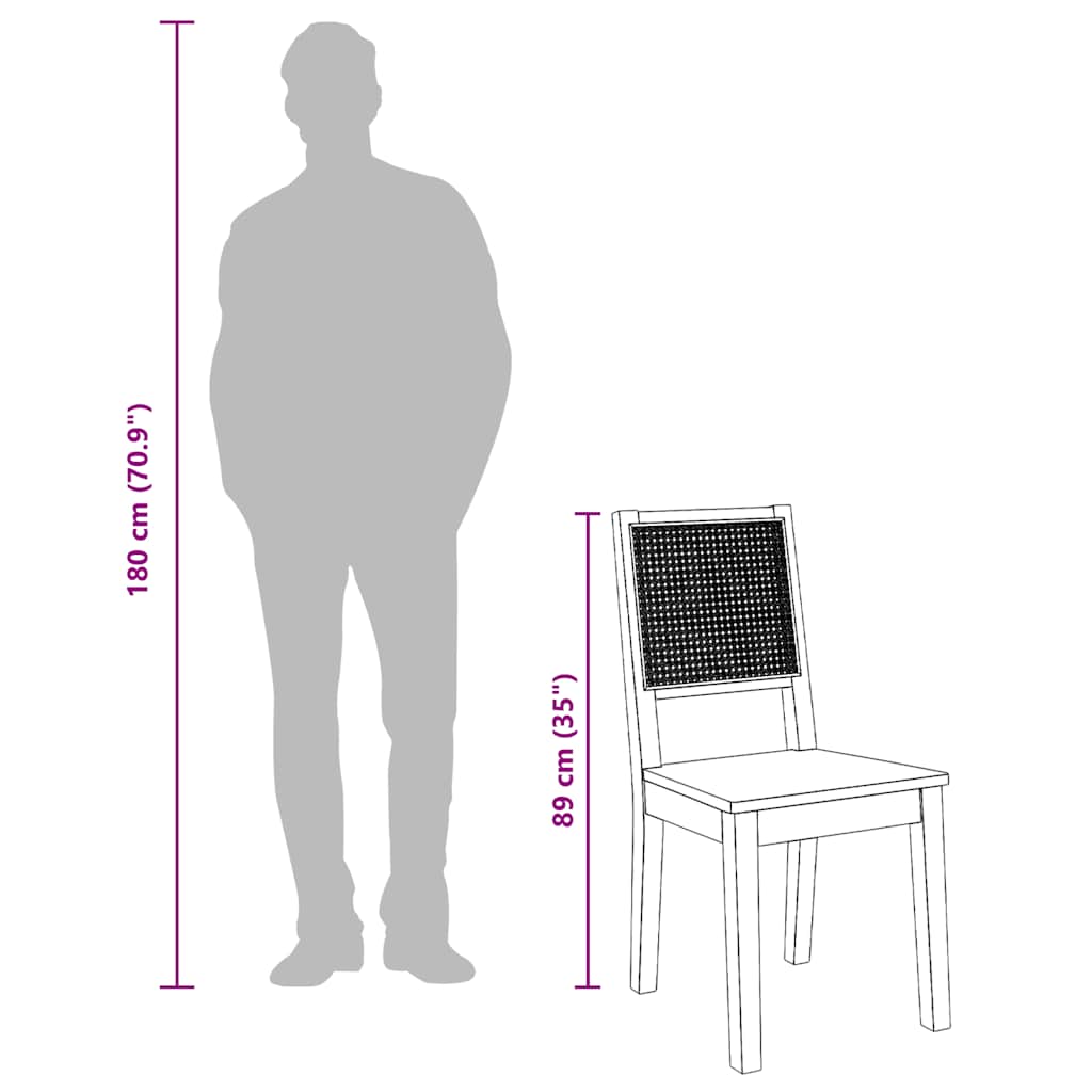 vidaXL Καρέκλες τραπεζαρίας 2 τεμάχια από μασίφ ξύλο καουτσούκ