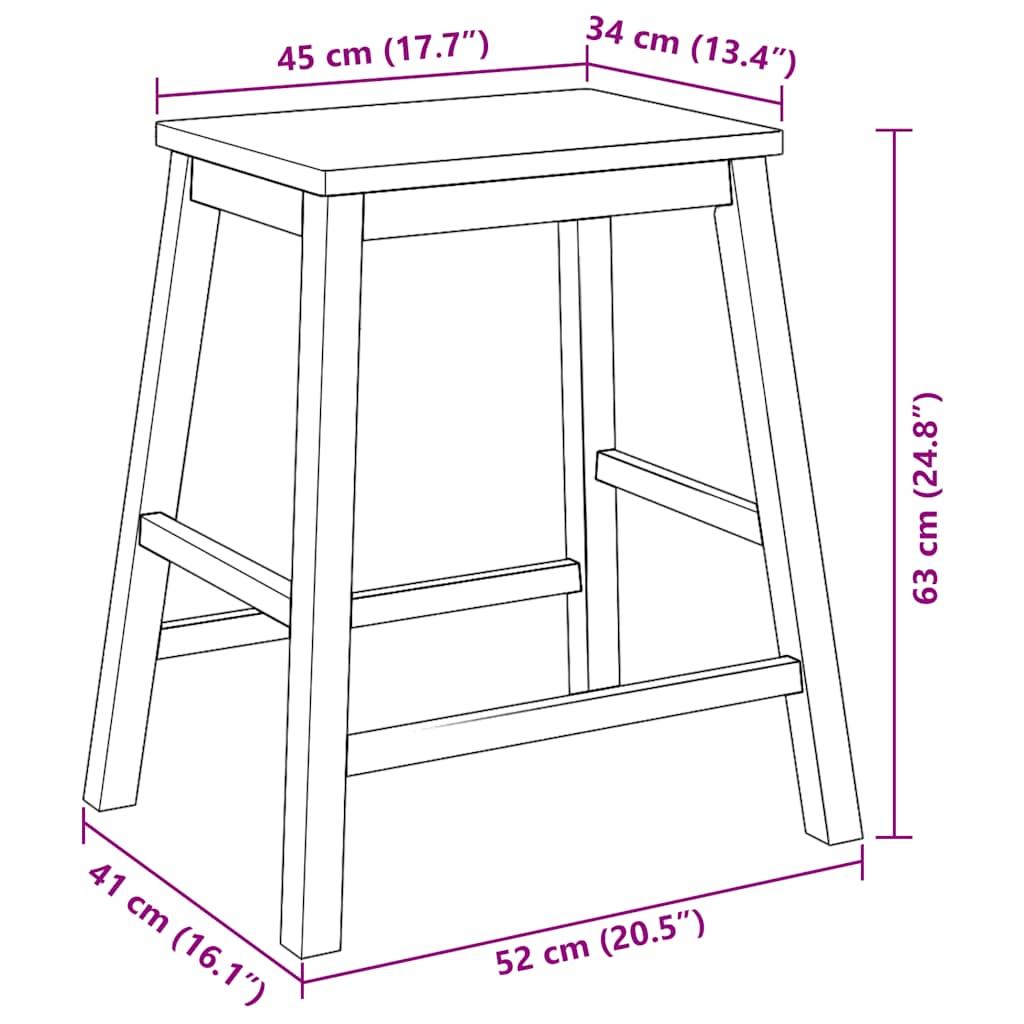 vidaXL Καρέκλες μπαρ 2 τεμάχια Λευκό μασίφ ξύλο καουτσούκ