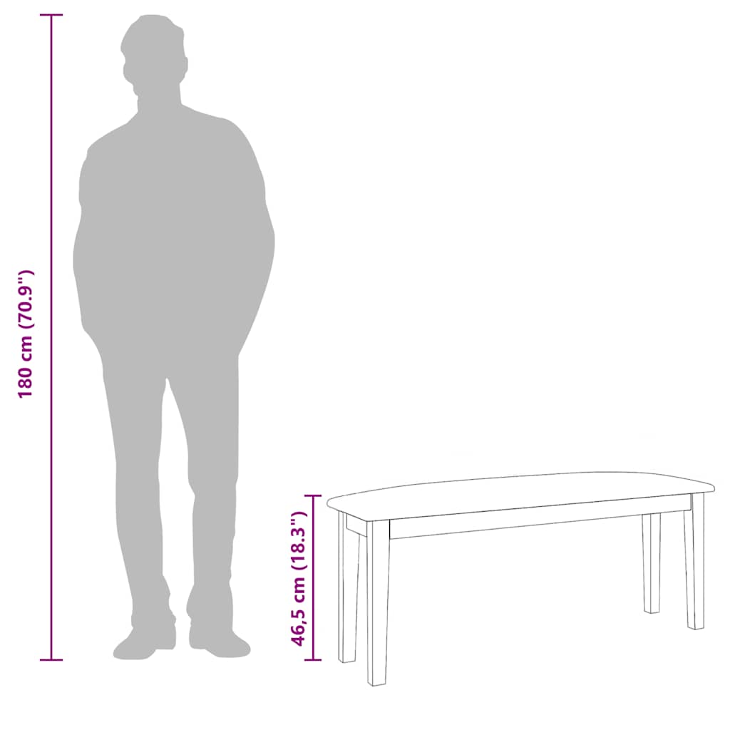 Πάγκος vidaXL 110 cm Λευκό μασίφ ξύλο καουτσούκ