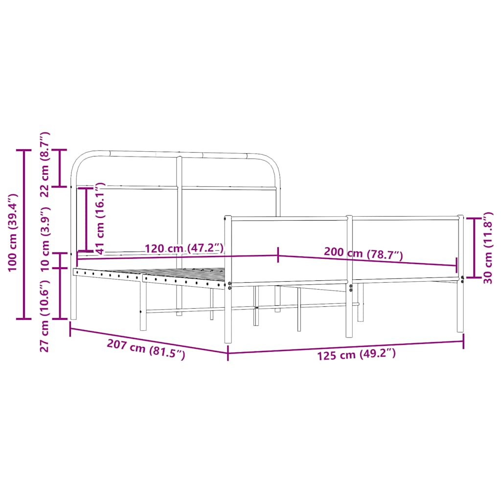 vidaXL Πλαίσιο Κρεβατιού Χωρ. Στρώμα Sonoma Δρυς 120x200εκ. Επ. Ξύλο