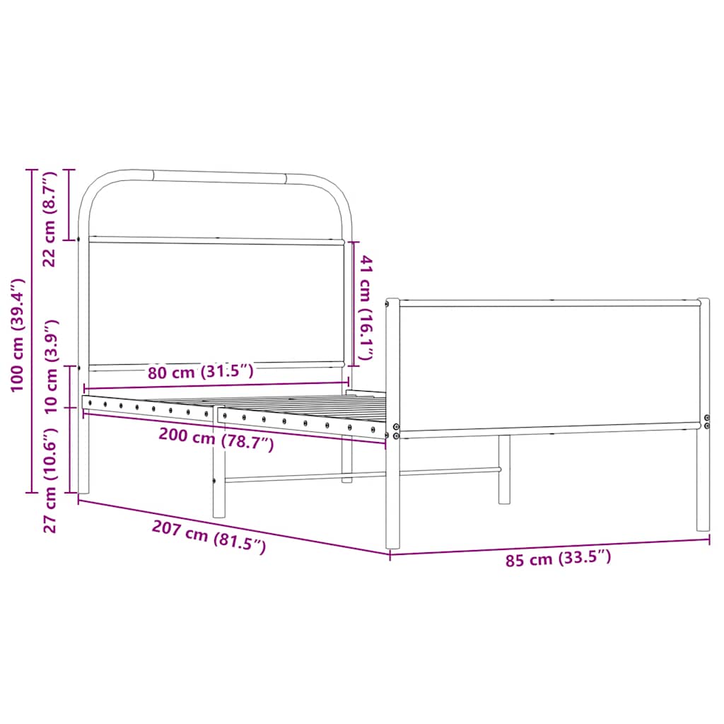 vidaXL Πλαίσιο Κρεβατιού Χωρ. Στρώμα Sonoma Δρυς 80x200εκ Επεξ. Ξύλο
