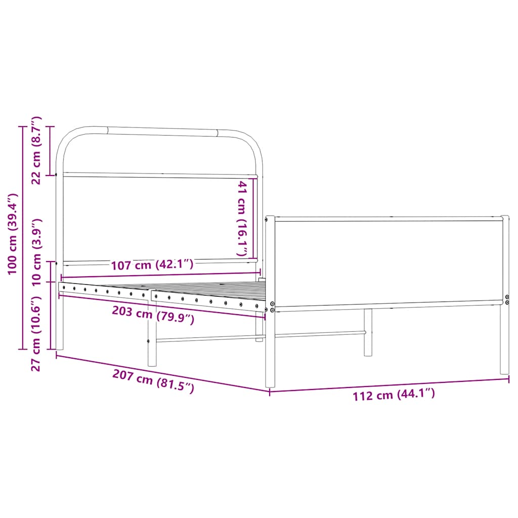 vidaXL Πλαίσιο Κρεβατιού Χωρ. Στρώμα Sonoma Δρυς 107x203 εκ Επ. Ξύλο