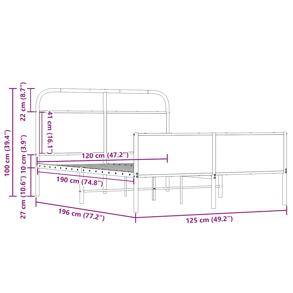 vidaXL Πλαίσιο Κρεβατιού Χωρ. Στρώμα Sonoma Δρυς 120x190 εκ. Επ. Ξύλο