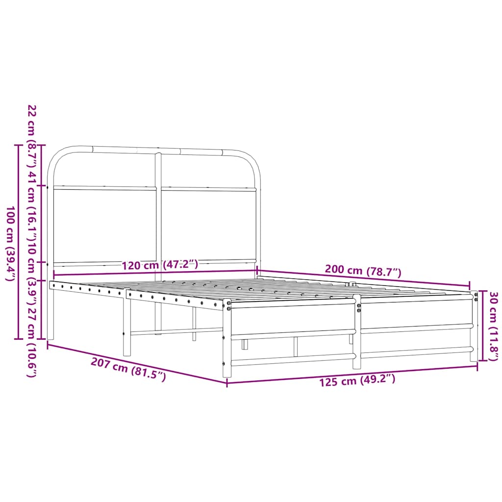 vidaXL Πλαίσιο Κρεβατιού Χωρ. Στρώμα Καφέ Δρυς 120x200εκ. Επ. Ξύλο