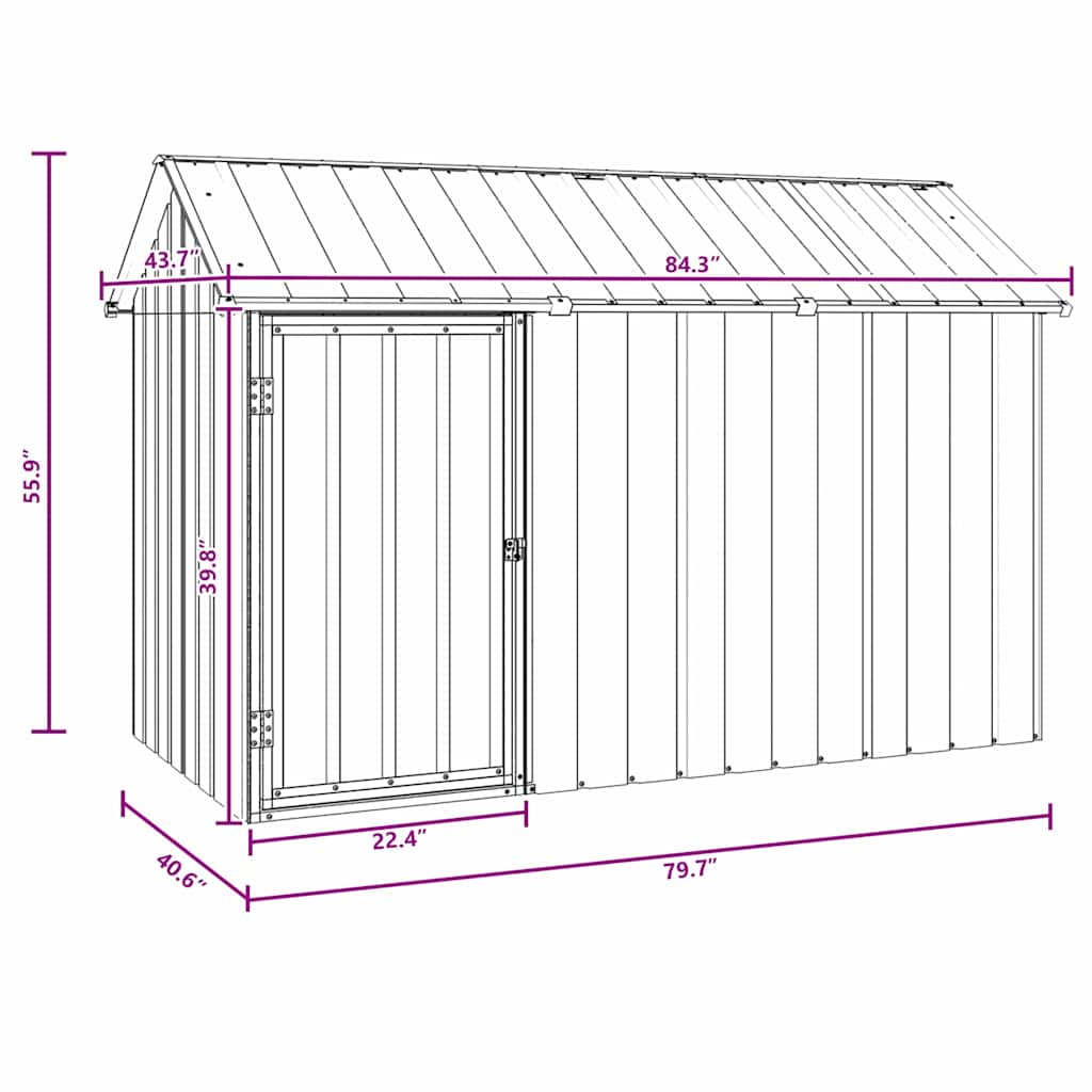 vidaXL Κλουβί Πουλιών με αποθήκευση Ανθρακί 215 x 112 x 141 εκ.