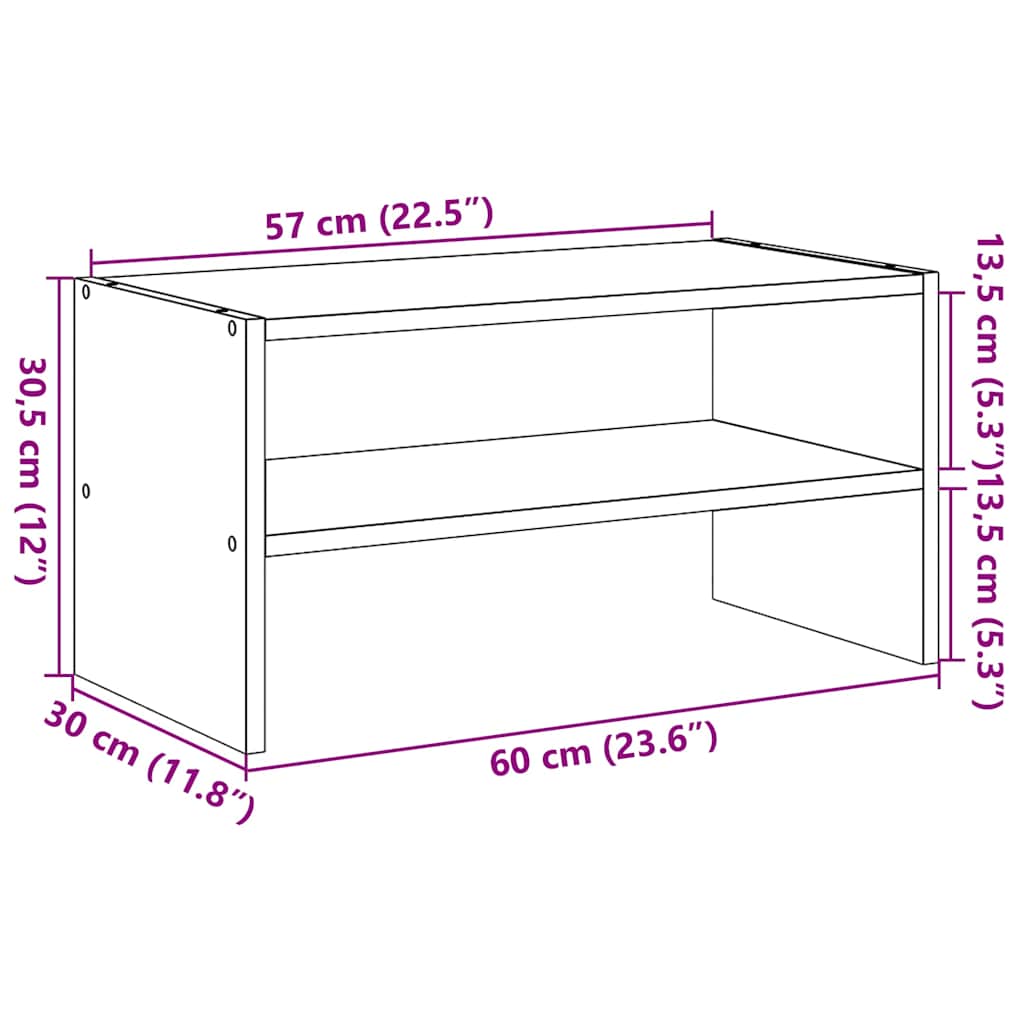 vidaXL Ράφι παπουτσιών στοιβαζόμενο Sonoma Oak 60x30x30,5 cm