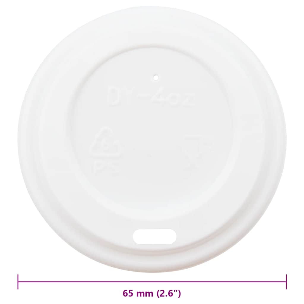 vidaXL Χάρτινα καπάκια καφέ Ø60 mm 4oz 1000 τεμάχια Λευκό πλαστικό
