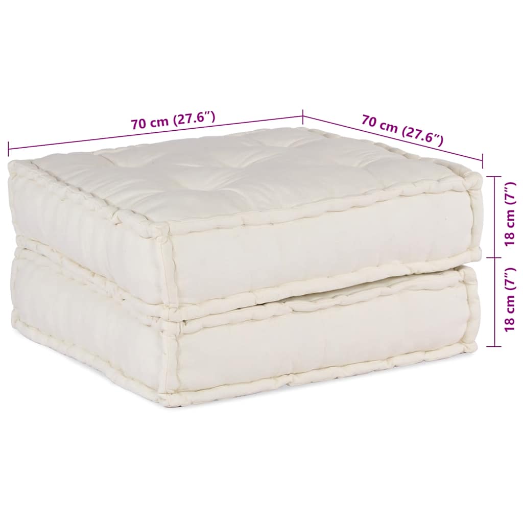 vidaXL Modular Pouffe Cream 70x70x36 ύφασμα
