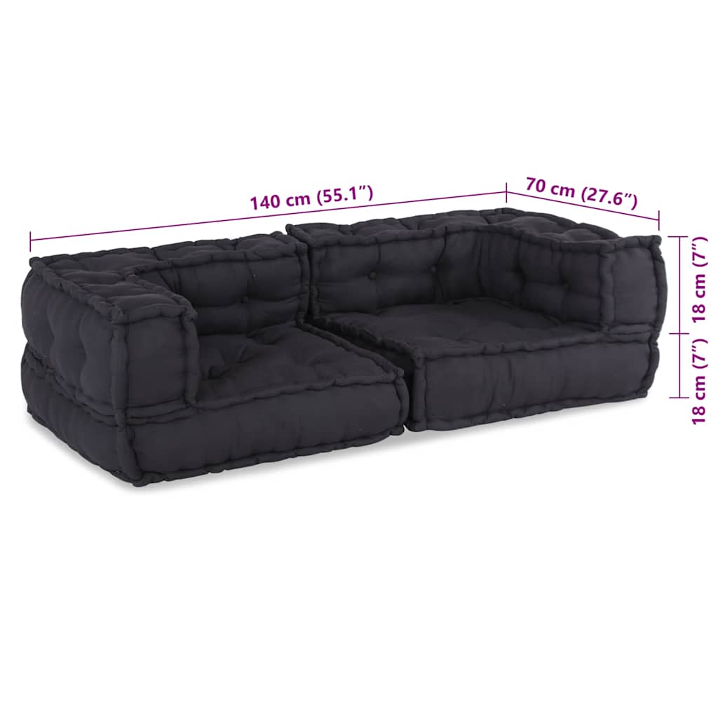 vidaXL Modular Pouffe Anthracite 140x70x36 ύφασμα