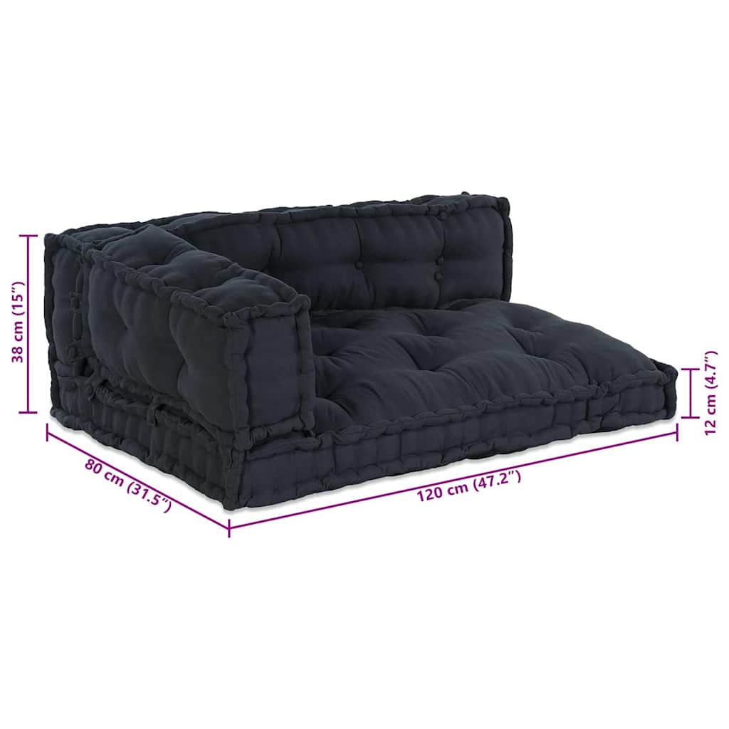 vidaXL Μαξιλάρι για καναπέ παλέτας 3 pcs Ύφασμα Ανθρακί