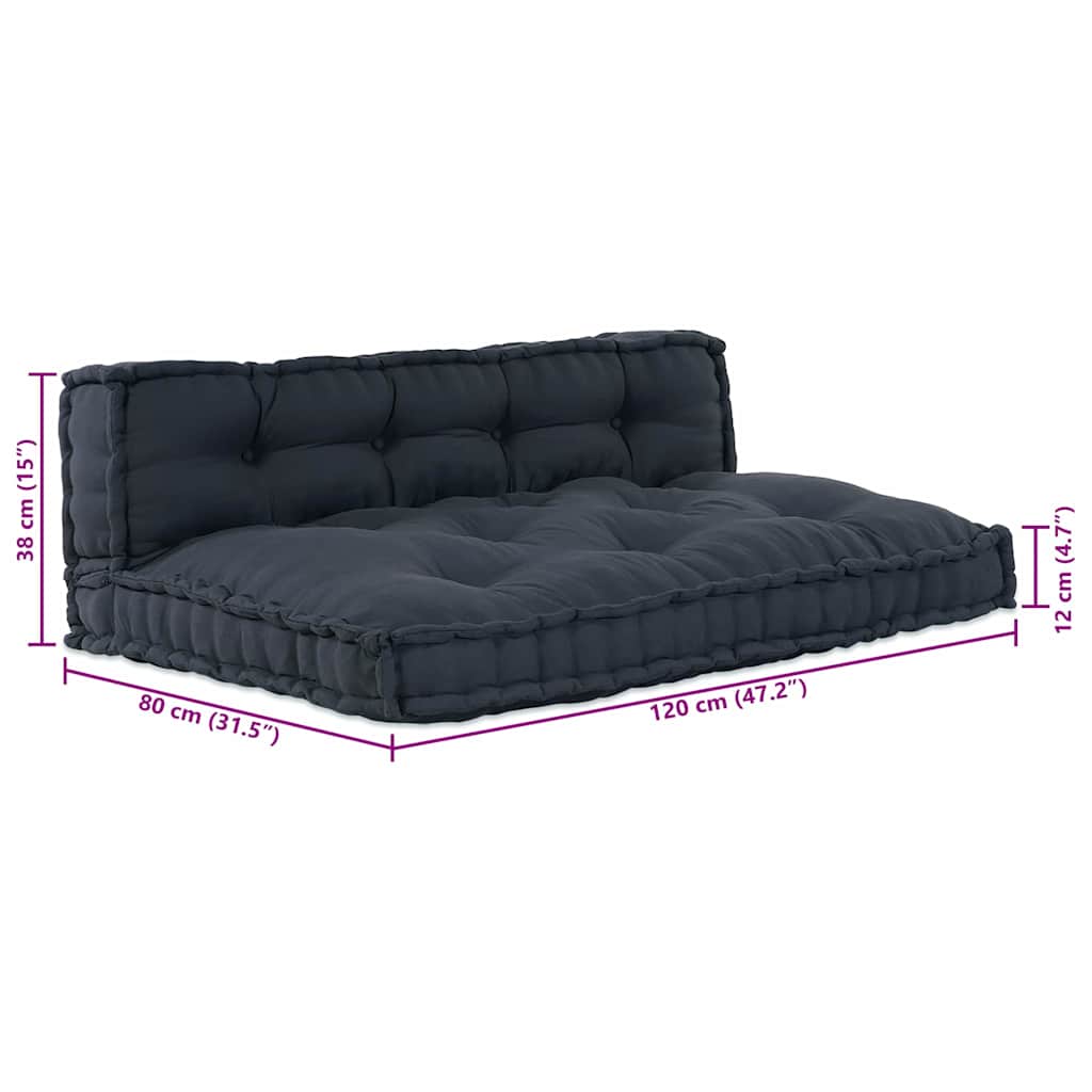 vidaXL Μαξιλάρι για καναπέ παλέτας 2 pcs Ανθρακί 120 x 80 x 38 εκ.