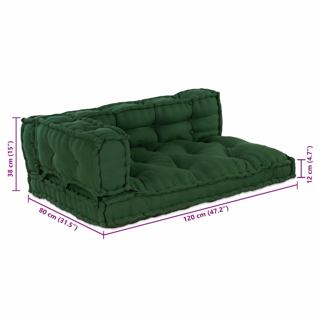 vidaXL Μαξιλάρι για καναπέ παλέτας 3 pcs Πράσινο 120 x 80 x 38 εκ.