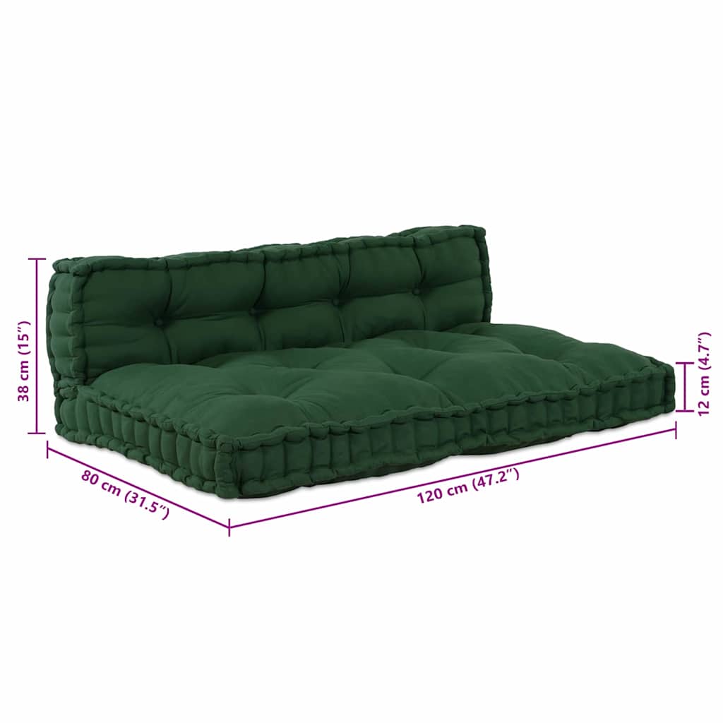 vidaXL Μαξιλάρι για καναπέ παλέτας 2 pcs Ύφασμα Πράσινο
