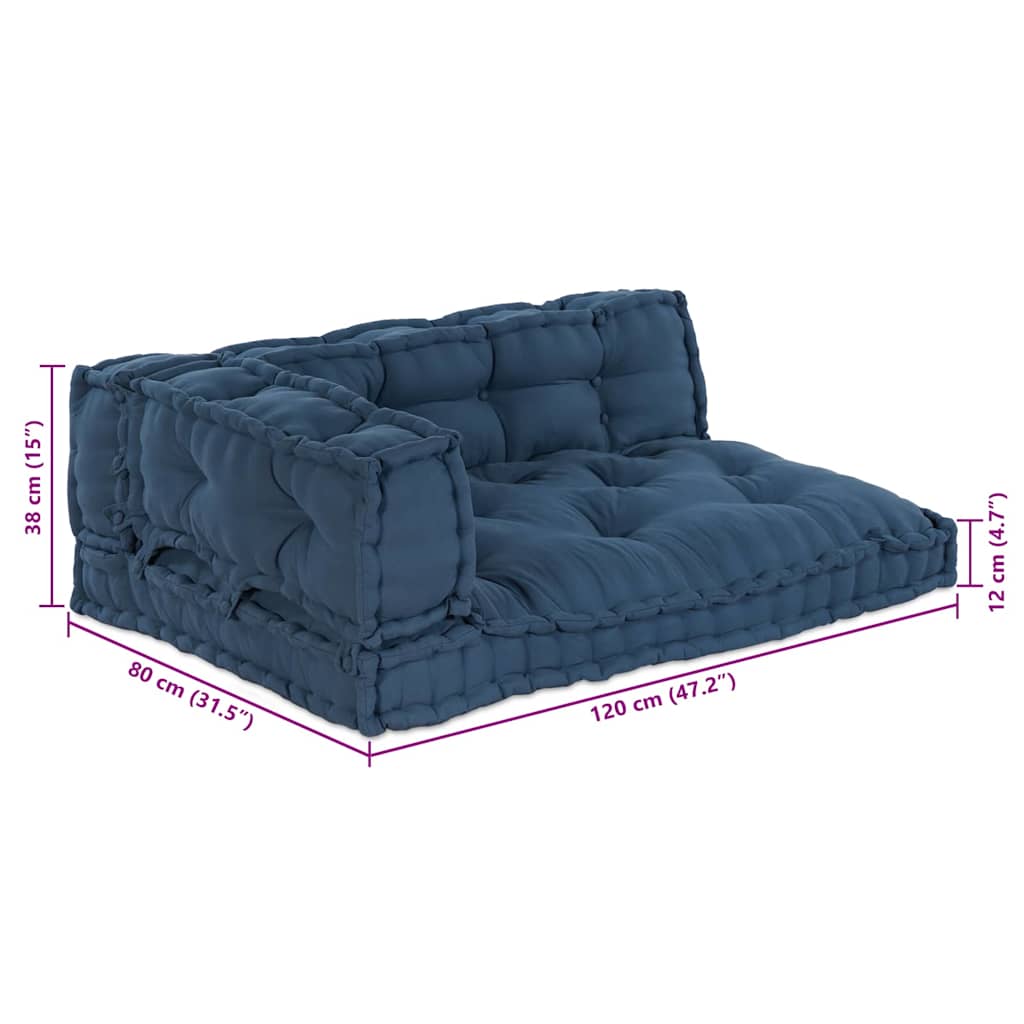 vidaXL Μαξιλάρι για καναπέ παλέτας 3 pcs Ύφασμα Ινδικο
