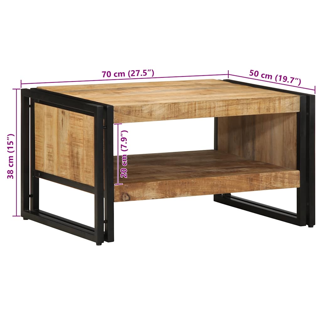 vidaXL Τραπεζάκι σαλονιού 70x50x38 cm Στερεό ακατέργαστο ξύλο Mango