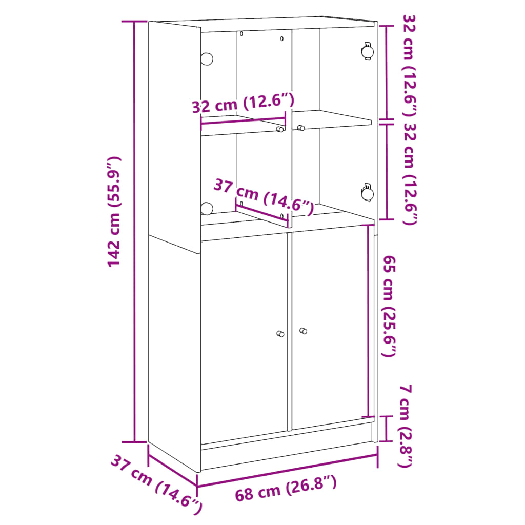 vidaXL Ντουλάπα με Πόρτες Όψη Παλαιού Ξύλου 68x37x142 εκ. Επεξ. Ξύλο