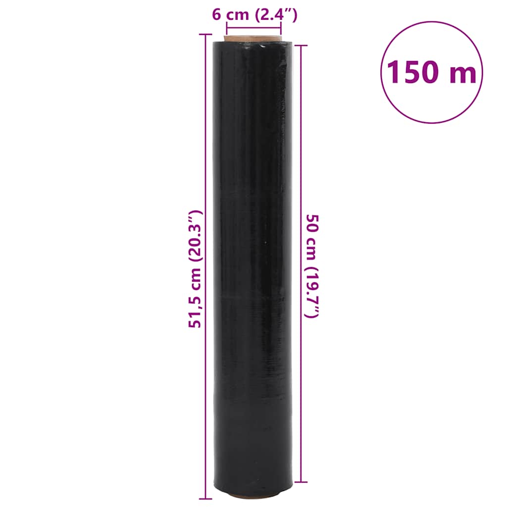 vidaXL Stretch Film 2 τεμάχια Μαύρο 17 μm 50 cm x 150 m