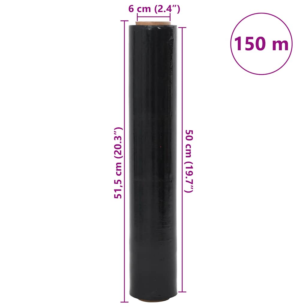 vidaXL Stretch Film 2 τεμάχια Μαύρο 20 μm 50 cm x 150 m