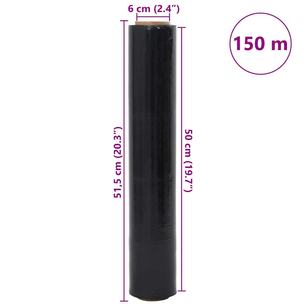 vidaXL Stretch Film 6 τεμάχια Μαύρο 30 μm 50 cm x 150 m
