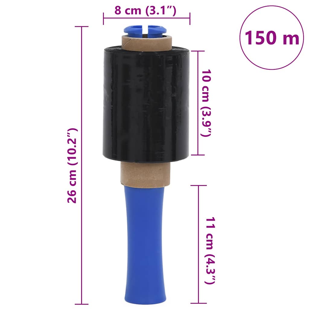 vidaXL Stretch Films 50 τμχ Μαύρο 23 μm 10 cm x 150 m