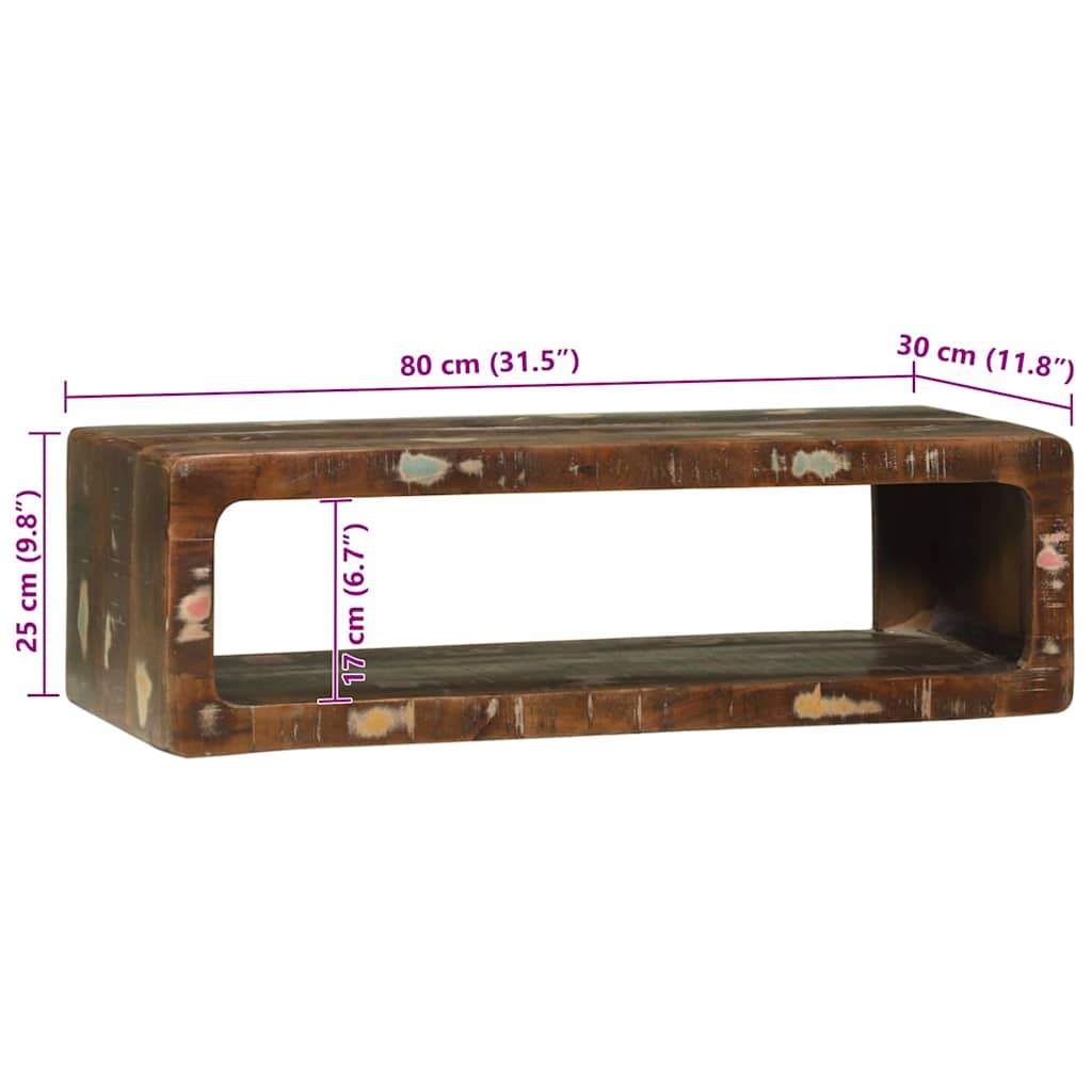vidaXL Ντουλάπι TV Πολύχρωμο 80 x 30 x 25 εκ Μασίφ ανακυκλωμένο ξύλο