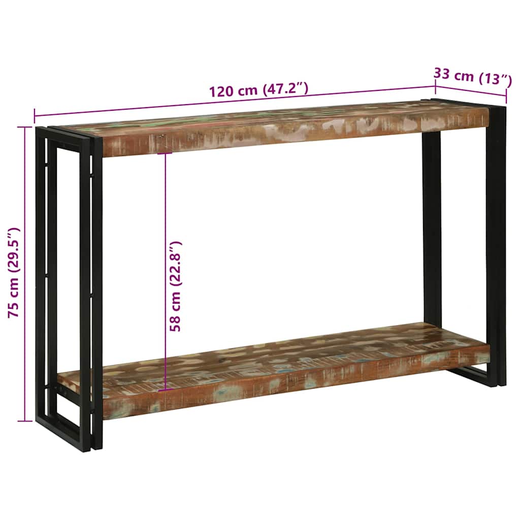 vidaXL Τραπέζι κονσόλας με ράφι 120 x 33 x 75 εκ Στερεό Ανακτηθέν Ξύλο