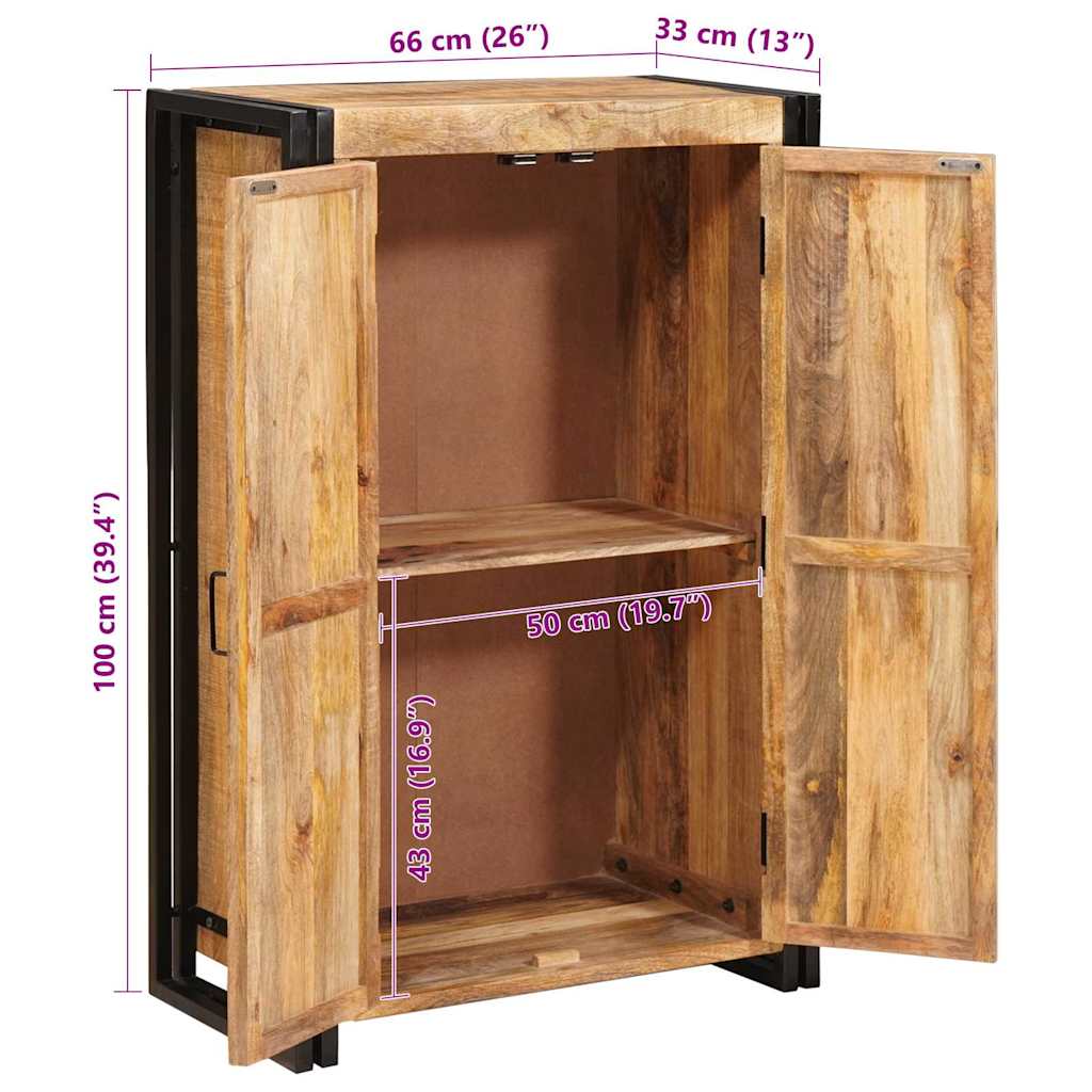 vidaXL Highboard με Πόρτες Στερεό ακατέργαστο ξύλο μάνγκο και μέταλλο