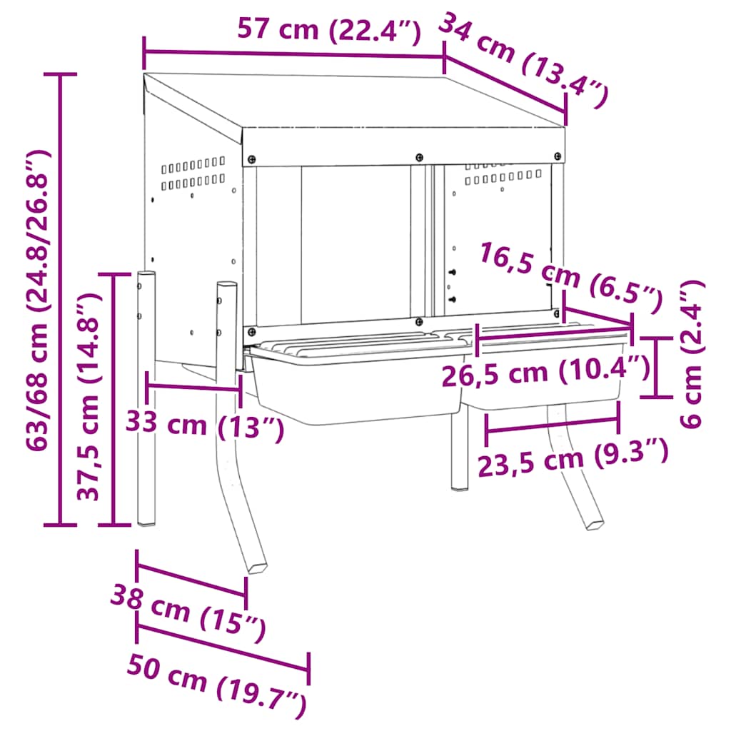 vidaXL Κουτί Φωλιάς Κοτόπουλων με 2 Θέσεις και Πόδια από Γαλβανισμένο Ατσάλι