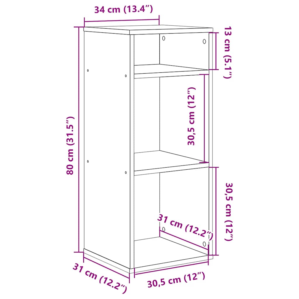 vidaXL Βιβλιοθήκη Καπνιστή Δρυς 34x31x80 εκ. από Επεξεργασμένο Ξύλο