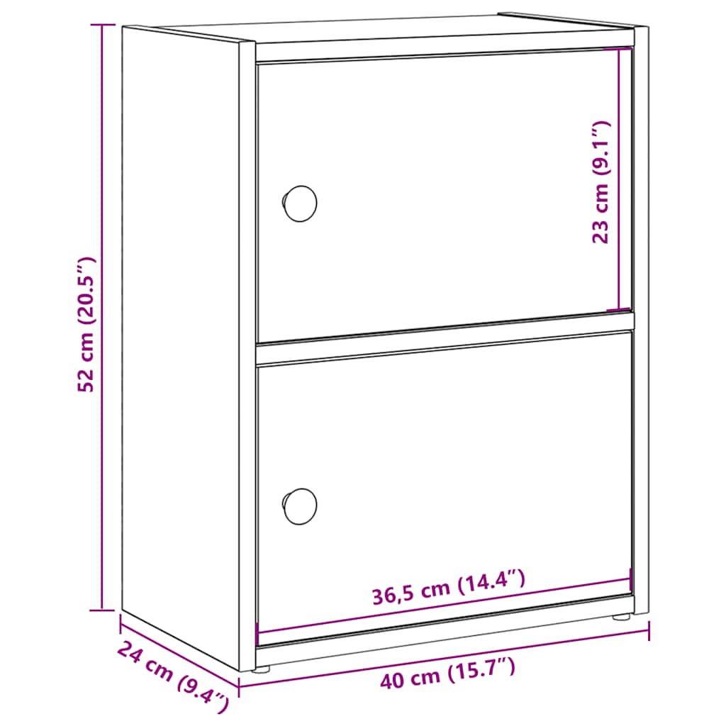 vidaXL Βιβλιοθήκη Καφέ Δρυς 40x24x52 εκ. από Επεξεργασμένο Ξύλο