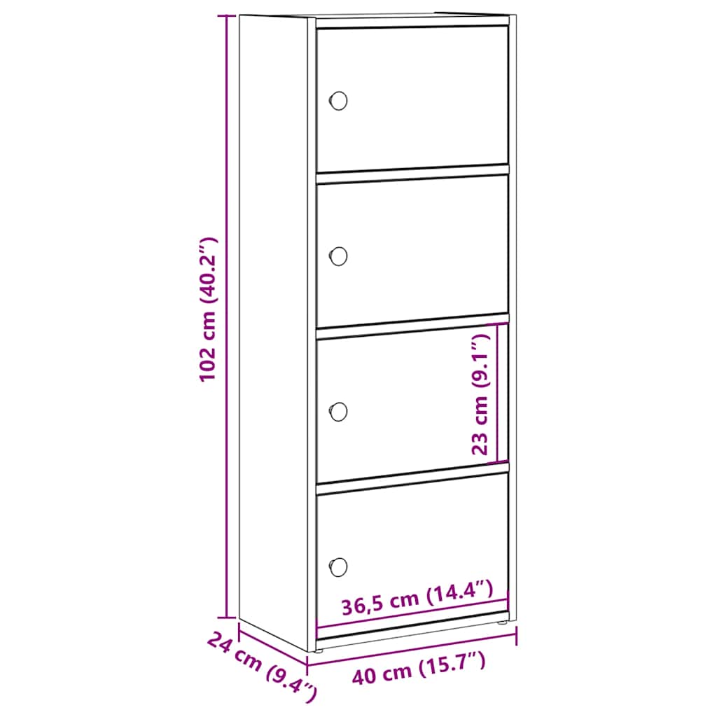 vidaXL Βιβλιοθήκη Γκρι Sonoma 40x24x102 εκ. από Επεξεργασμένο Ξύλο