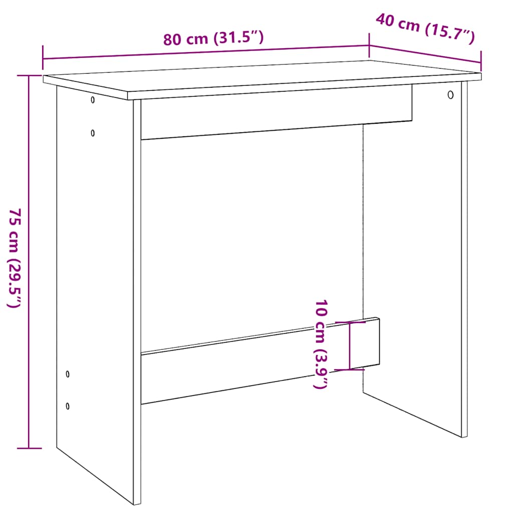 vidaXL Γραφείο Χρώμα Αρτισιανή Δρυς 80 x 40 x 75 εκ. από Επεξ. Ξύλο