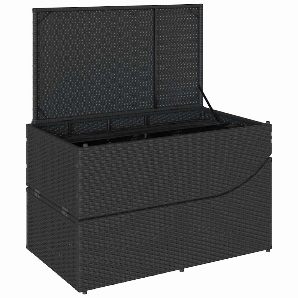 vidaXL Πτυσσόμενη ξαπλώστρα με μαξιλάρι και αποθήκευση Μαύρο