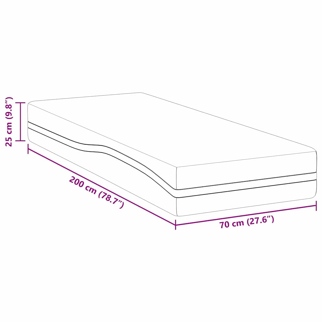 vidaXL Στρώμα Λευκό και Γκρι 70 x 200 cm Ζακάρ ύφασμα