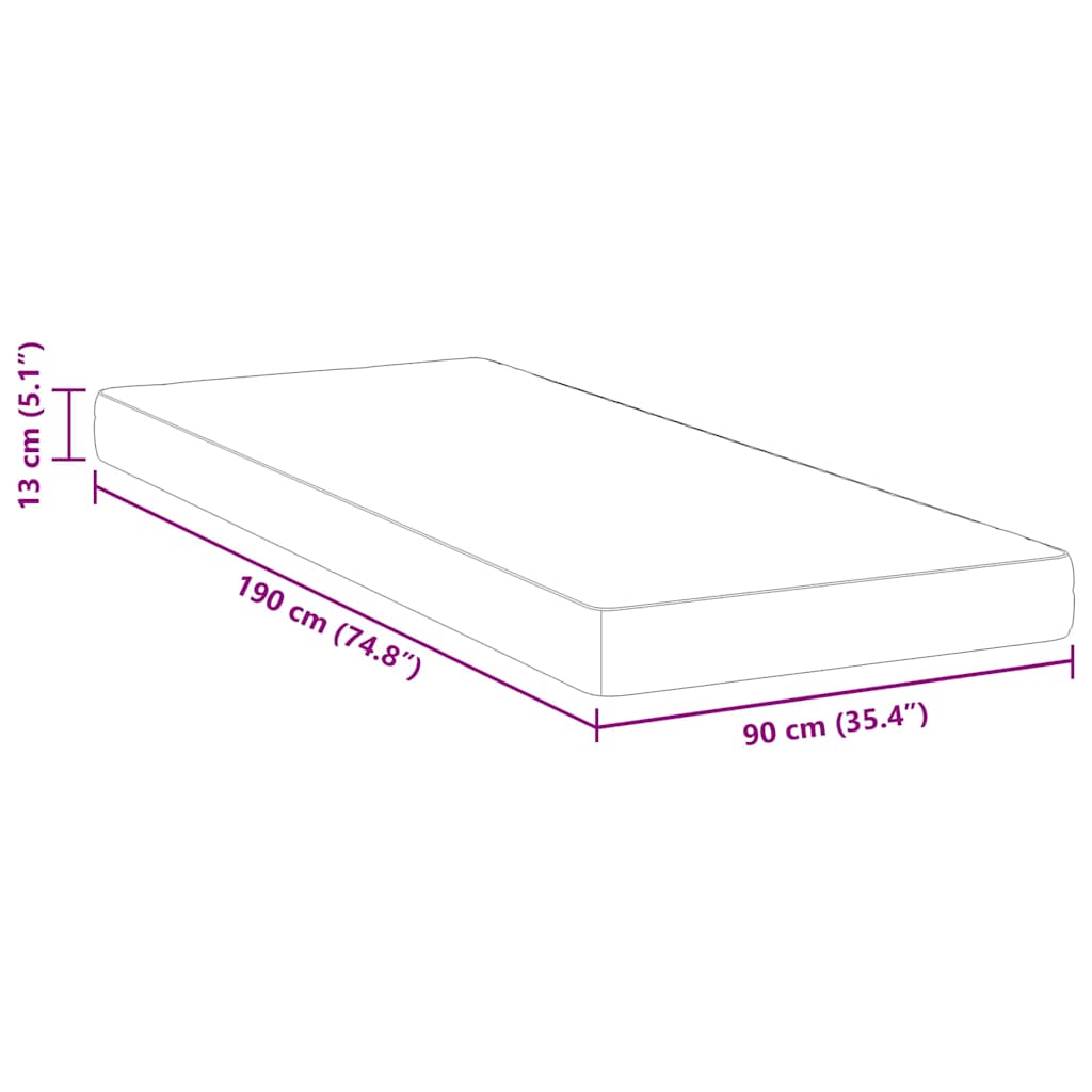 vidaXL Στρώμα Λευκό 90 x 190 cm Ζακάρ ύφασμα