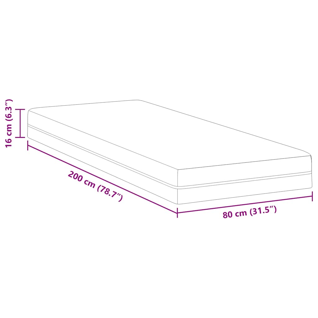 vidaXL Στρώμα Λευκό και Γκρι 80 x 200 cm Ζακάρ ύφασμα