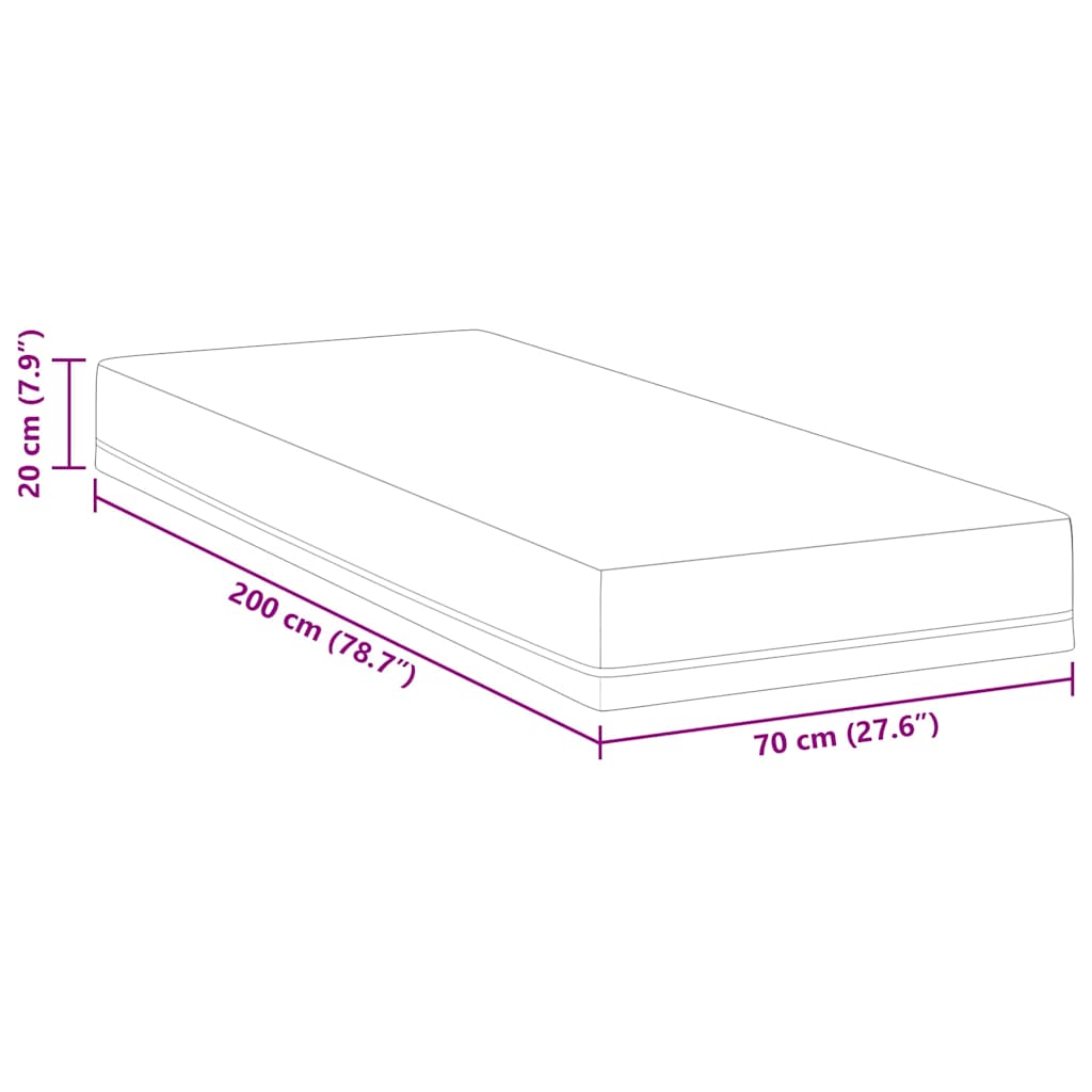 vidaXL Στρώμα Λευκό και Μπλε 70 x 200 cm Ζακάρ ύφασμα